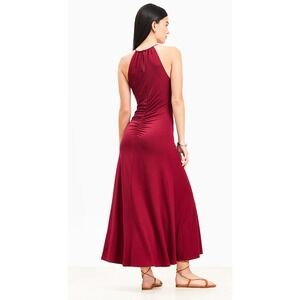 LOFT Womens Burgundy Red Halter Ruched Maxi/Midi Dress Size 8 S/778076 NWT